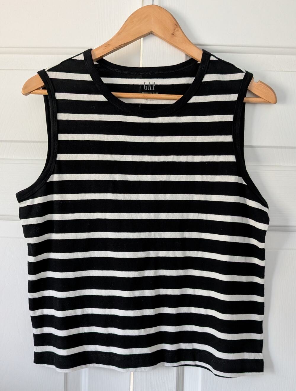 Gap Black White Stripe Shrunken Muscle Tank